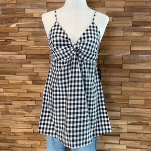 Doe & Rae | Black/White Gingham| Twist-Front Tank | 3 Sizes